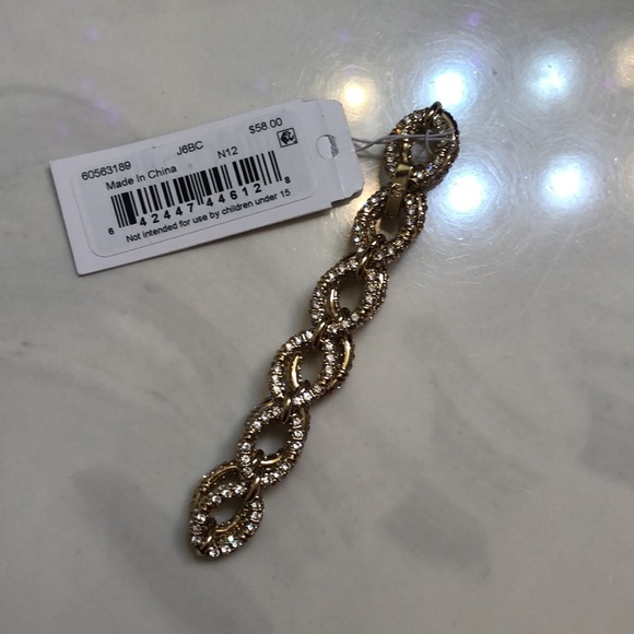 Lauren Ralph Lauren Gold Tone Pave Crystal Encrusted Oval Link Bracelet NWT - Picture 15 of 16